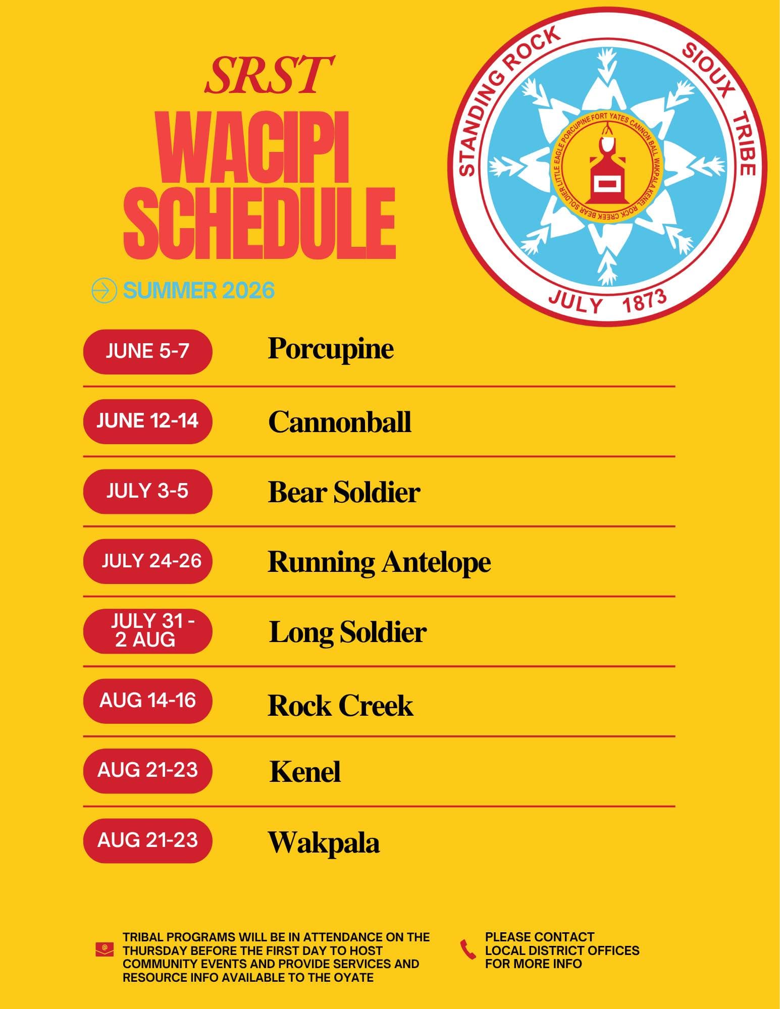 Standing Rock Sioux Tribe releases 2026 summer wacipi schedule