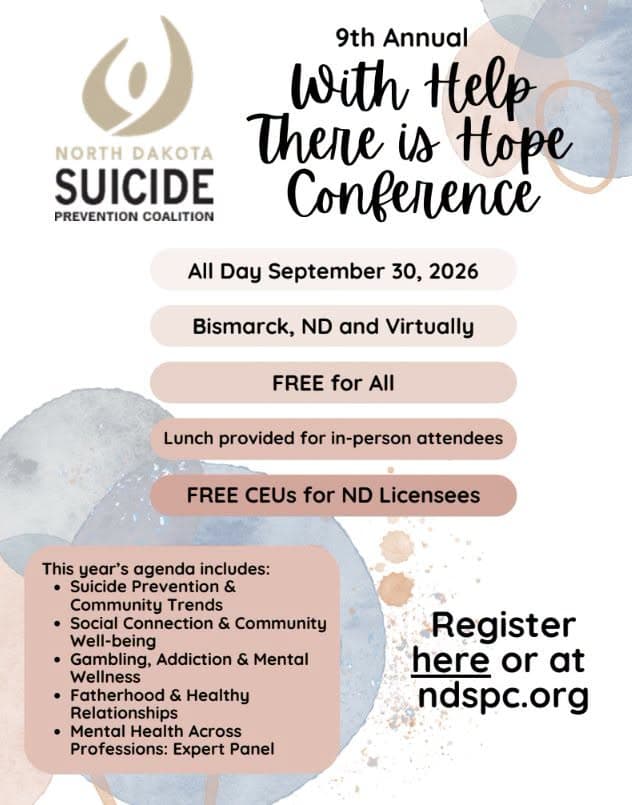 North Dakota Suicide Prevention Coalition to host annual conference Sept. 30