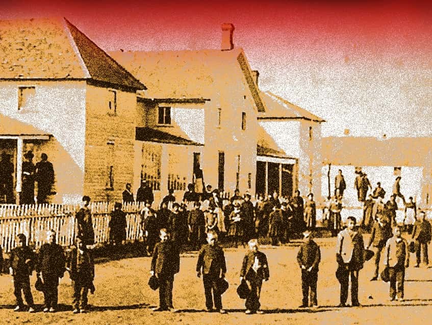 “The only thing we have left is the cemetery where many of our Quapaws are buried,” says Carrie Wilson, whose mother was forced to attend St. Mary of the Quapaws school in Oklahoma. Photo illustration by Julie Reynolds from archival image.