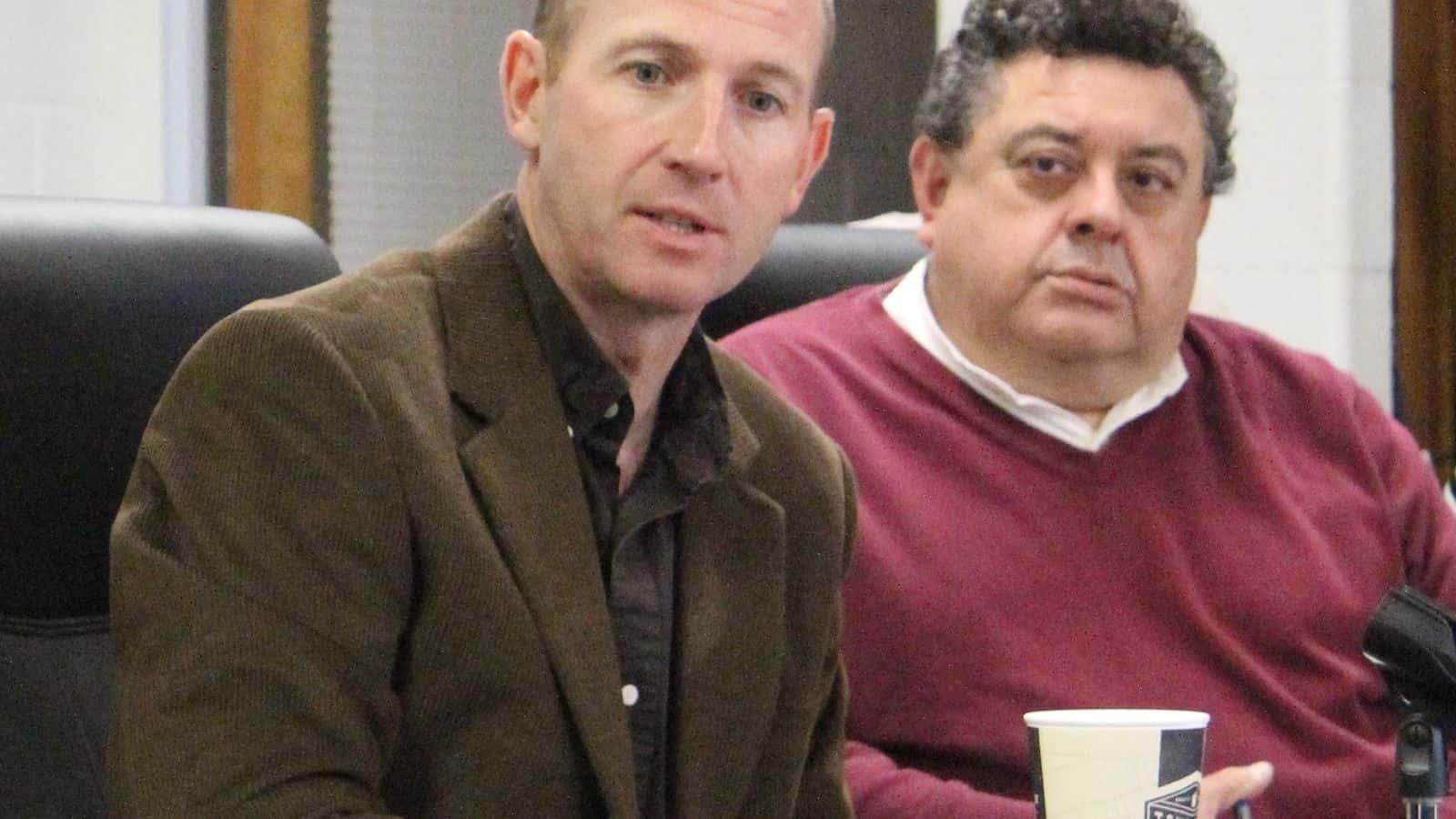 Neil Fulton, Federal Public Defender, met with the Rosebud Sioux Tribe’s Judiciary Committee recently. Also pictured (at right) is Dan Gargan, RST Special Public Defender. Several tribal citizens also attended the meeting in Rosebud. Photo by Vi Waln.