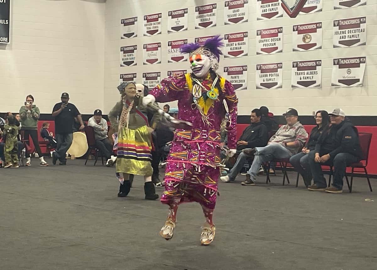 Attendees dressed as characters from Native folklore, such as the Deer Woman, a deer spirit who seduces men before leading them to their deaths, at the UTTC masquerade powwow on Oct. 28. Photo credit/ Adianna Adame