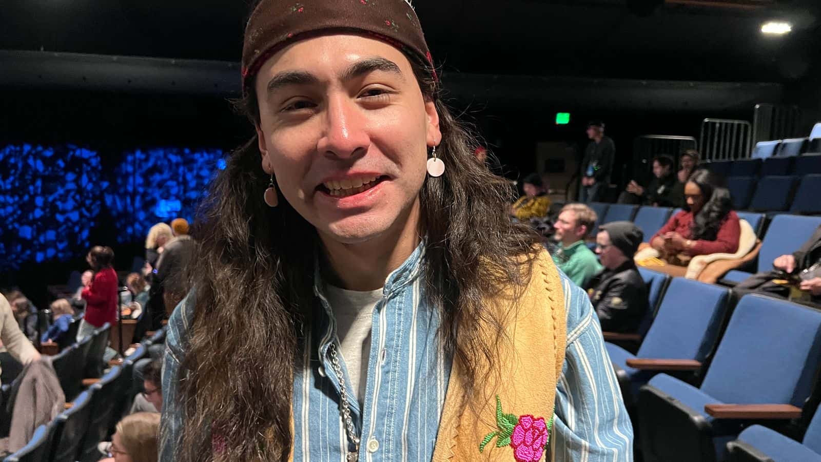 Julian Brave NoiseCat, co-director of the Oscar-nominated documentary Sugarcane, attends the premiere of Free Leonard Peltier at the 2024 Sundance Film Festival in Park City, Utah. NoiseCat’s film won the U.S. Documentary Directing Award. (Photo credit/ Jodi Rave Spotted Bear)