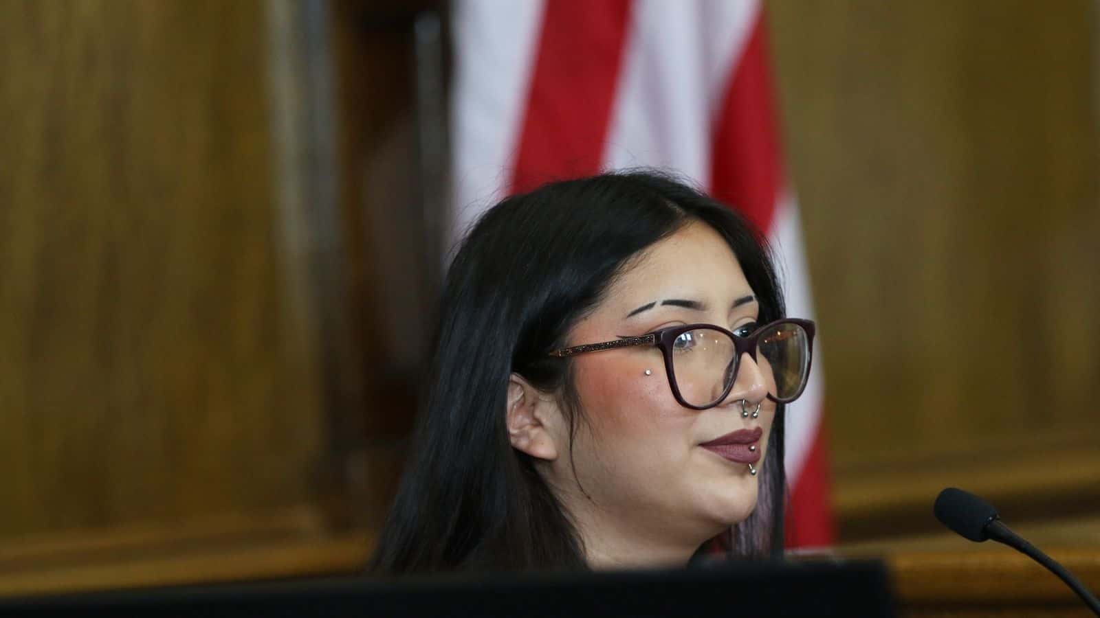 Sariel Sandoval, a youth plaintiff, testifies during the Held v. Montana trial in Helena on June 14, 2023. (Photo credit Micah Drew)