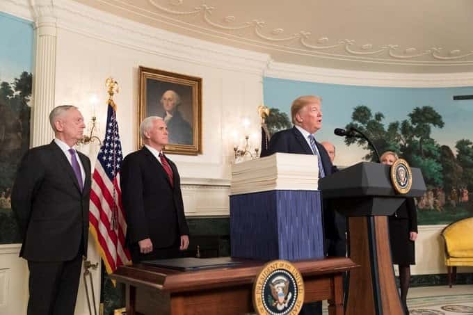 President Donald J. Trump speaks about the $1.3 trillion Omnibus Spending Bill before signing into law. (Official White House photo by D. Myles Cullen)