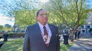 rnie Stevens Jr., chairman of the Indian Gaming Association, at a conference at Fort McDowell, Arizona. (ICT photo by Pacey Smith-Garcia.)