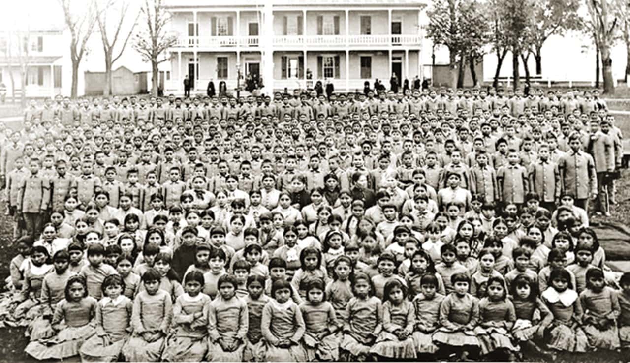 The Carlisle Indian Industrial School in Pennsylvania (c. 1900) was one of many boarding schools sponsored by government and religious groups to “civilize” Indian children that had been taken from their families and communities.
