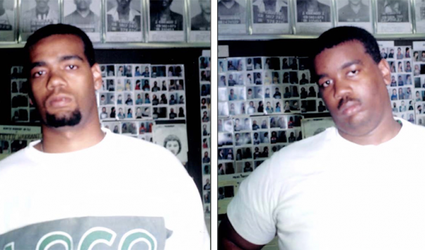 Henry Johnson (left) and Juan Johnson (right), in police photos taken at the time of their arrest for a murder they did not commit. The two brothers spent 11 years together in a maximum security prison. Capital News Service photo illustration with photos courtesy Dan Stohr.