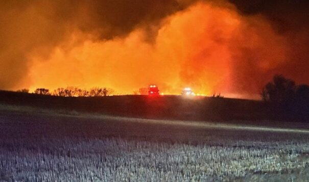  Firefighters and emergency responders fought several wildfires in western North Dakota over the weekend. (Photo provided by North Dakota Governor’s Office)
